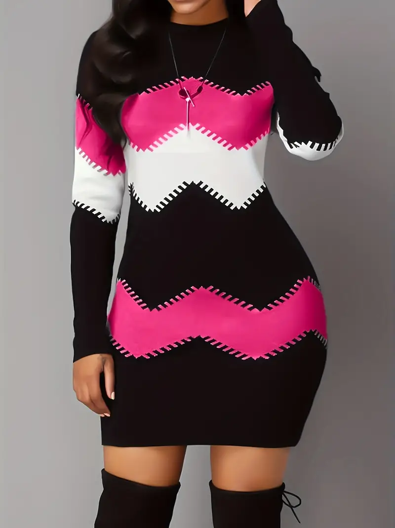 Chloe | Stylish Zigzag Knit Dress for Women - Trendy Fashion