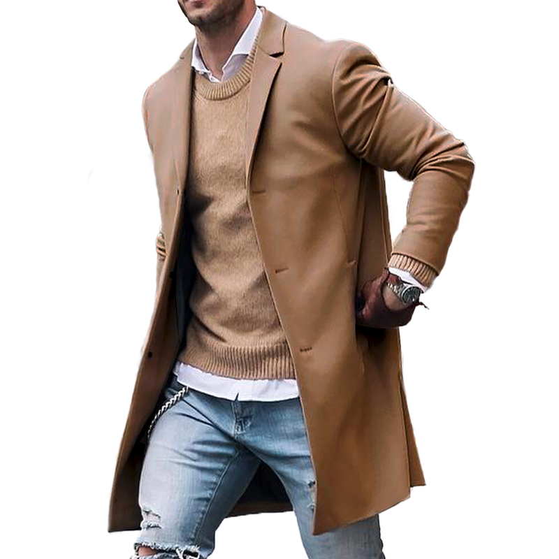 Lazian | Classic Single-Breasted Trench Coat for Men