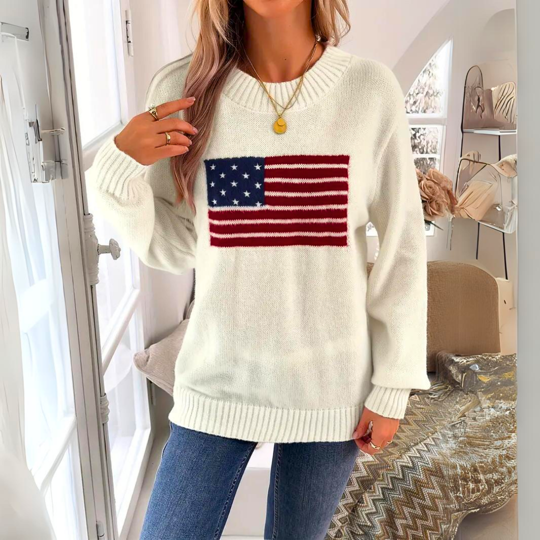 Tévara | Trendy Sweater with Flag Pattern for Women