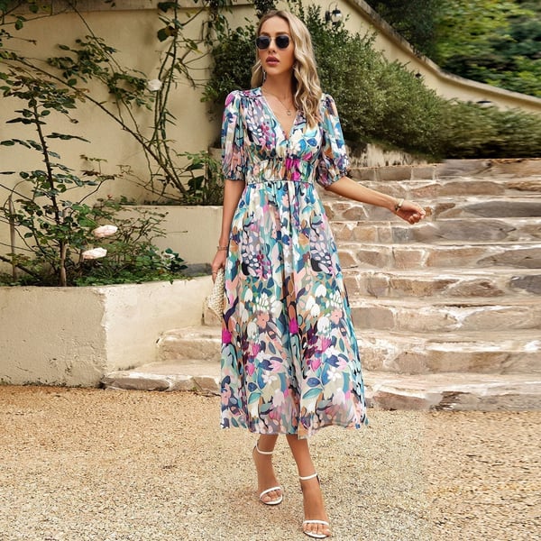 Lily - Printed V-Neck Dress