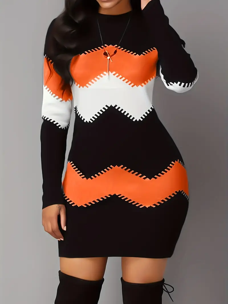 Chloe | Stylish Zigzag Knit Dress for Women - Trendy Fashion