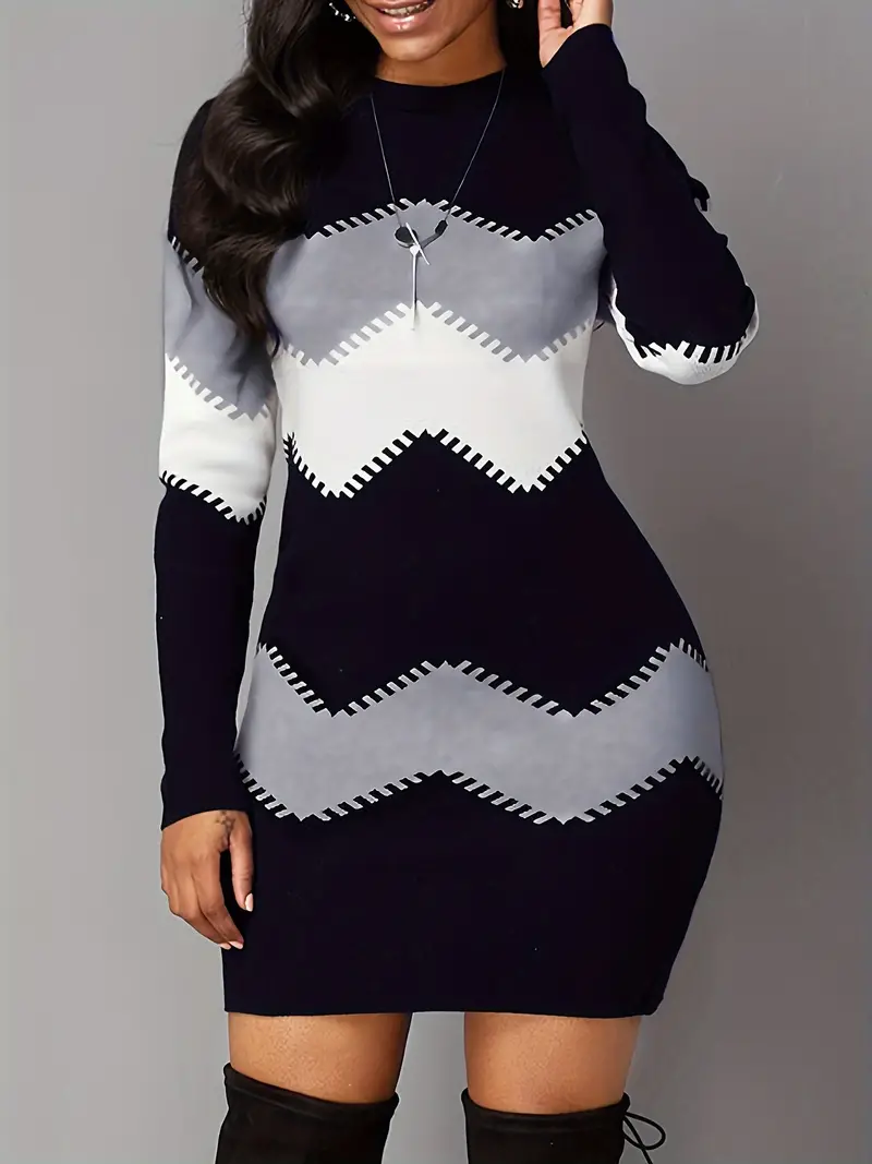 Chloe | Stylish Zigzag Knit Dress for Women - Trendy Fashion