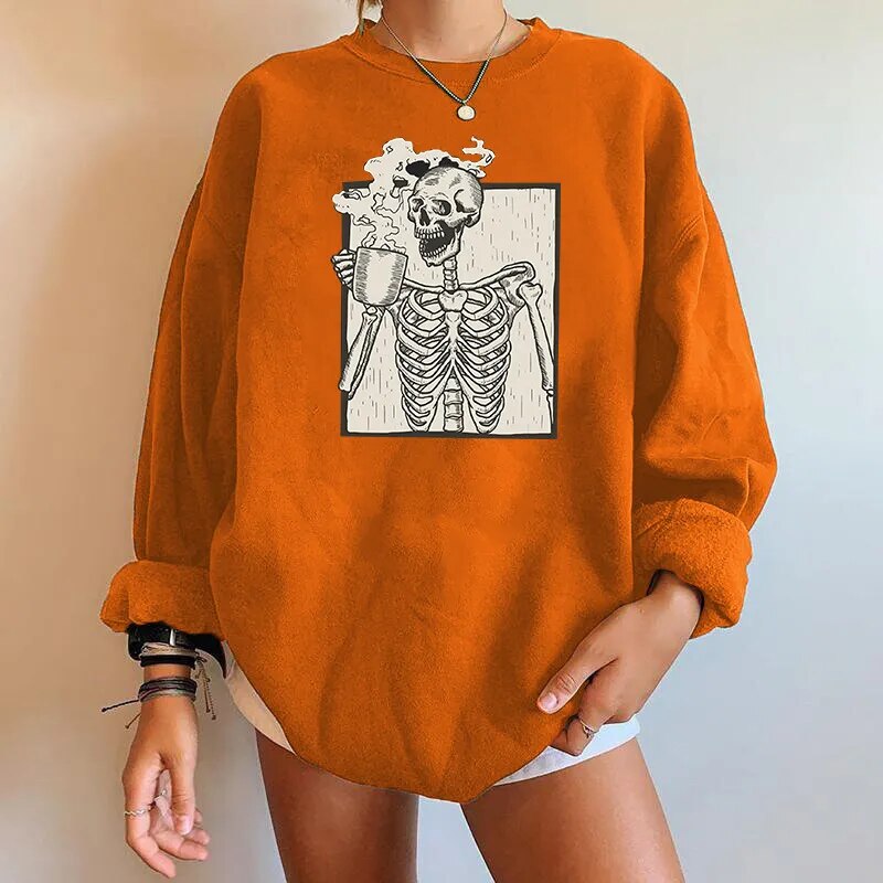 Celestia | Oversized Skeleton Graphic Sweatshirt for Women