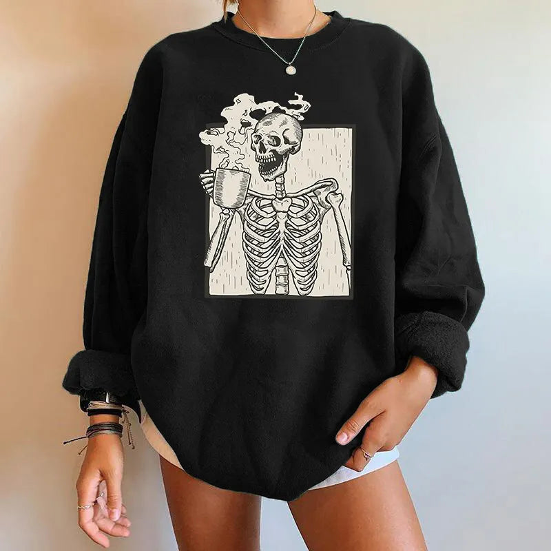 Celestia | Oversized Skeleton Graphic Sweatshirt for Women