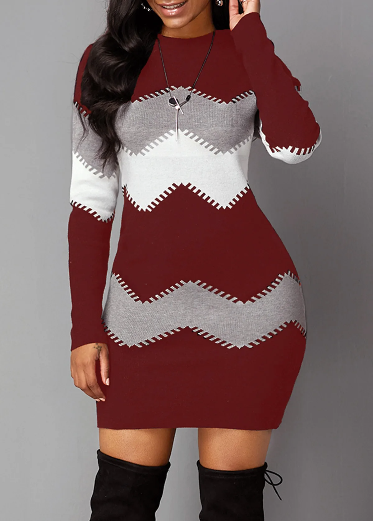 Chloe | Stylish Zigzag Knit Dress for Women - Trendy Fashion