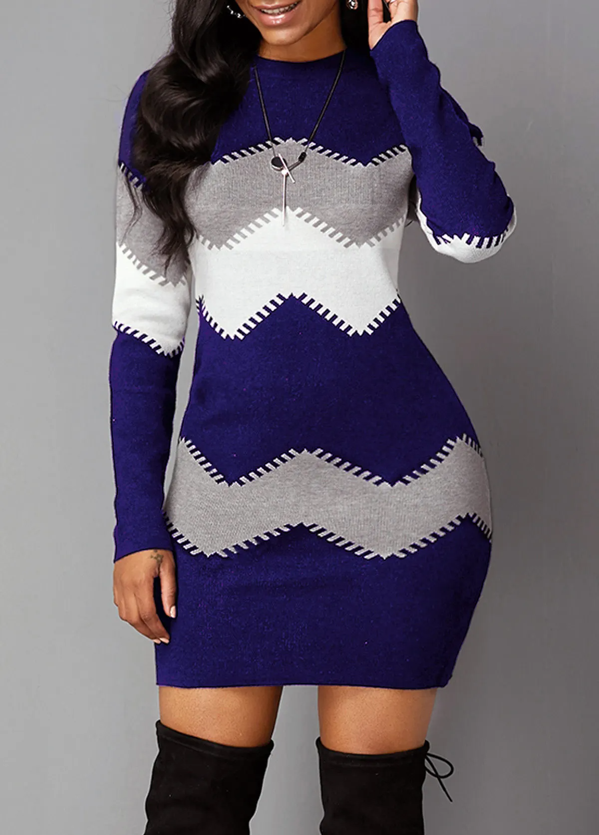 Chloe | Stylish Zigzag Knit Dress for Women - Trendy Fashion