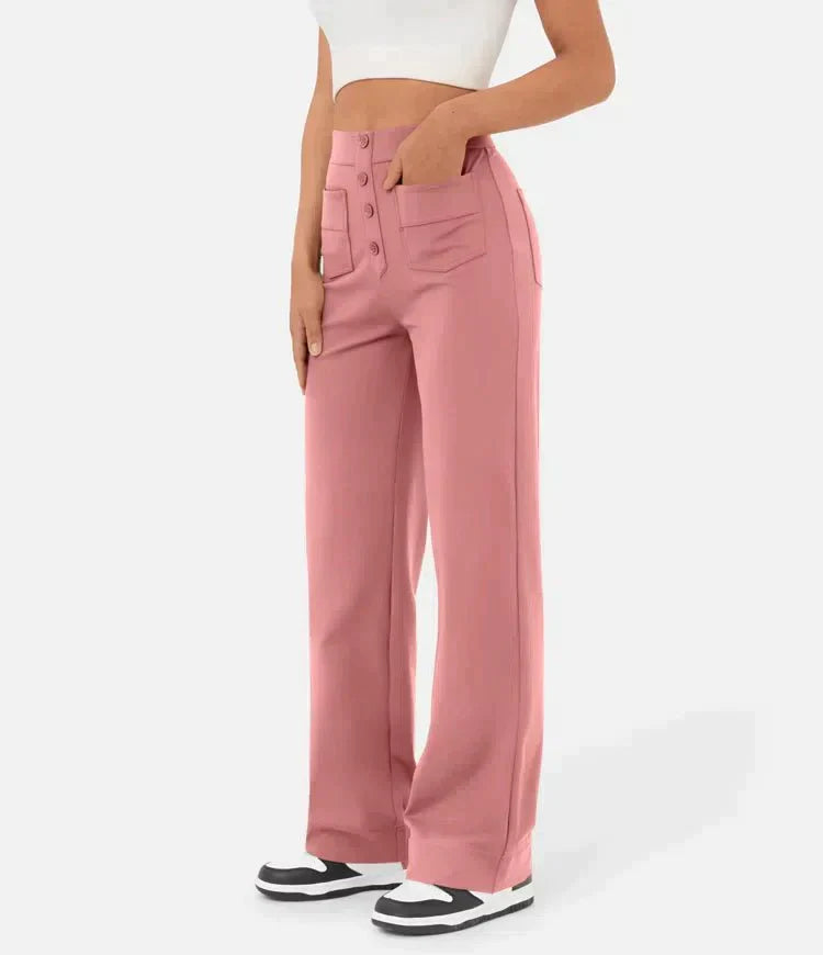 Nica - High Waist Pants with Brooch