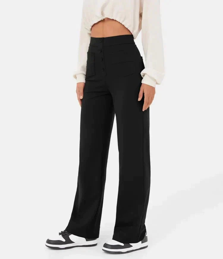 Nica - High Waist Pants with Brooch