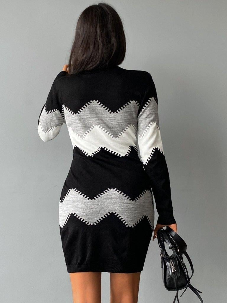 Chloe | Stylish Zigzag Knit Dress for Women - Trendy Fashion